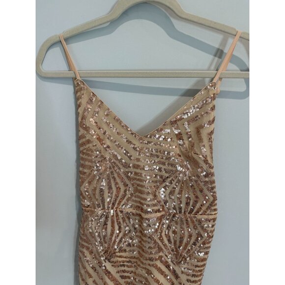 Make Your Entrance Rose Gold Sequin Tie-Back Mini Dress, size small - Picture 6 of 11